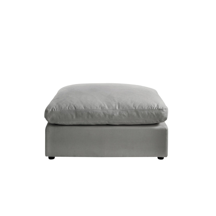 Linen Ottoman - Gray / Black