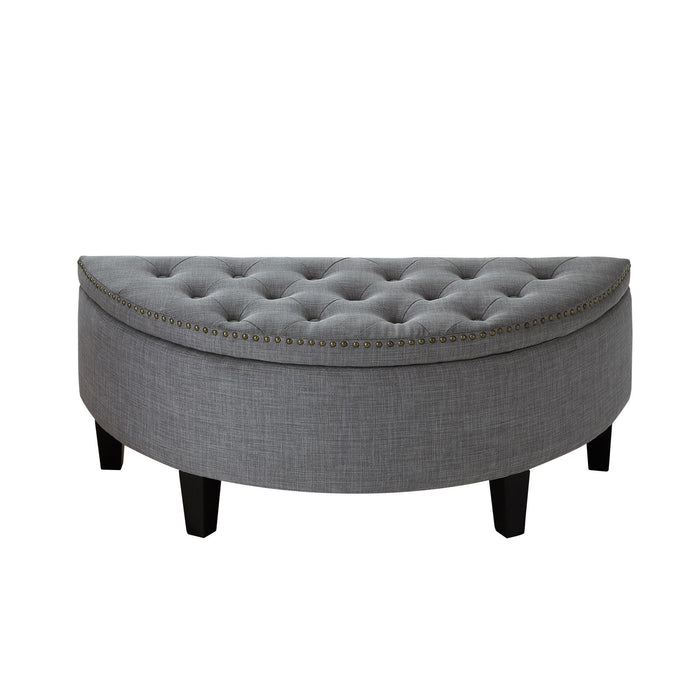 Linen Tufted Half Circle Storage - Light Gray / Black