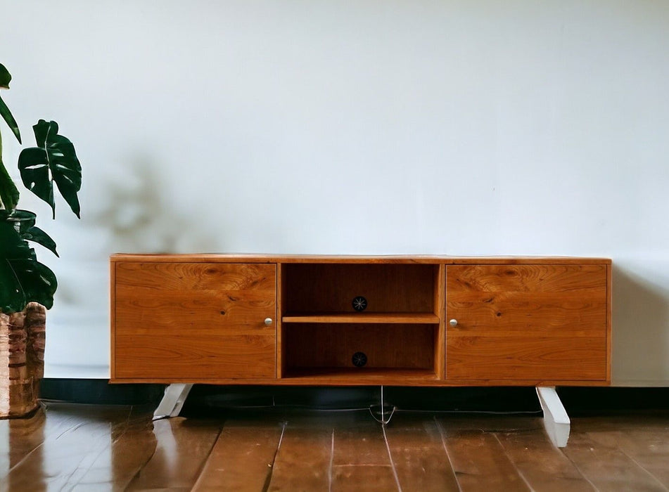 Wood Cabinet, Enclosed Storage TV Stand - Brown