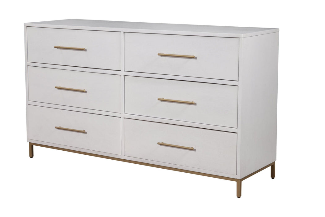 Wood 6 Drawer Double Dresser - White