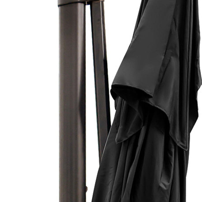 Polyester Rectangular Tilt Cantilever Patio Umbrella With Stand - Black