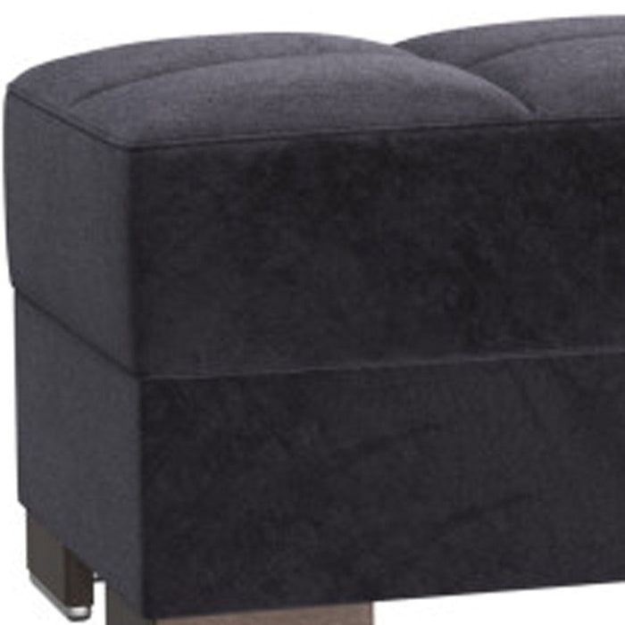 Microfiber Tufted Storage Ottoman - Blue / Brown