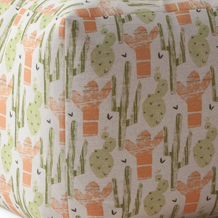 Cotton Cactus Pouf Cover - Orange