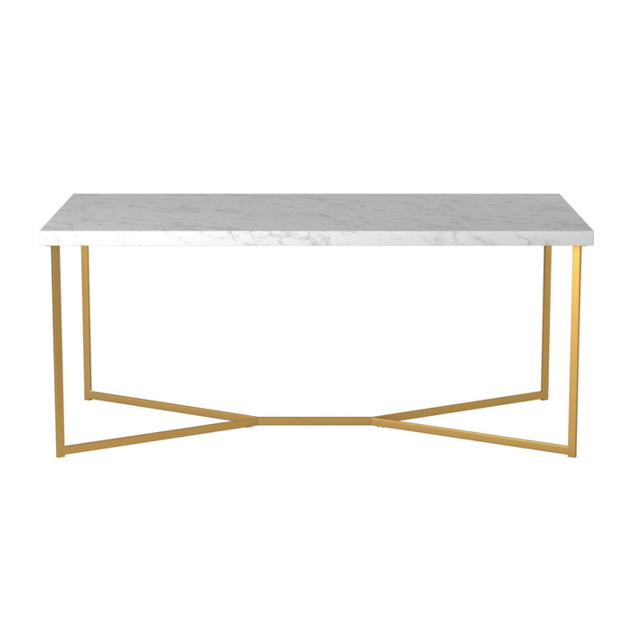 Modern Glam Metal And Faux Marble Coffee Table