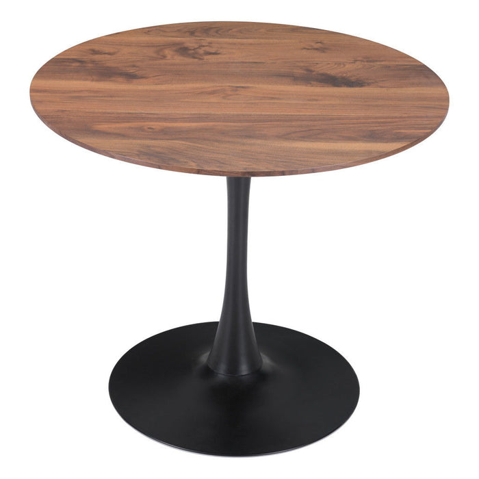 Steel Pedestal Base Dining Table - Light Brown