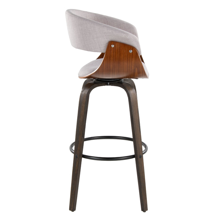 Vintage Mod - Mid Century Modern Fixed Height Barstool With Swivel & Round Footrest (Set of 2)