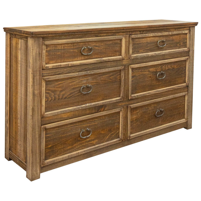 Solid Six Drawer Double Dresser - Natural