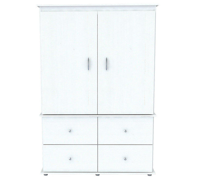 Melamine Mirrored Four Drawer Combo Dresser - White