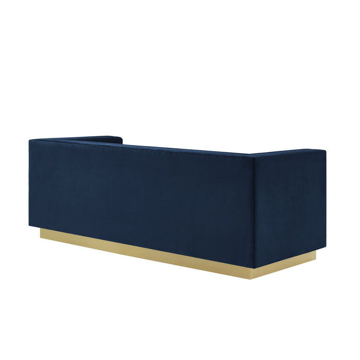 Velvet Sofa With Legs - Navy Blue