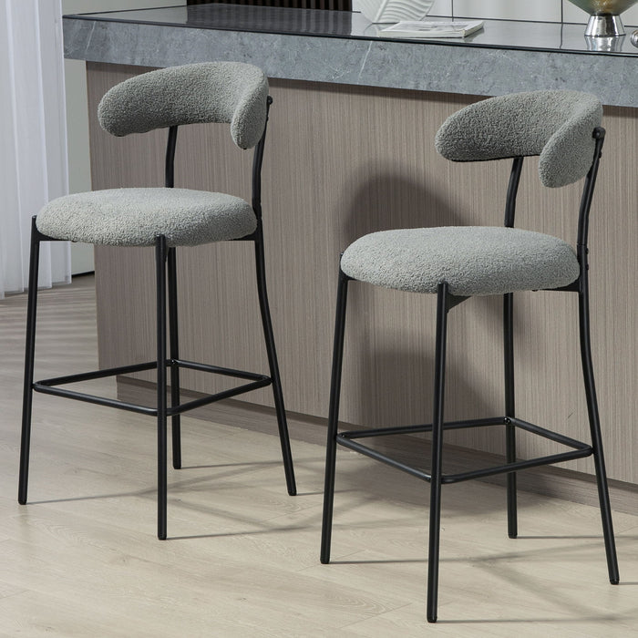 Counter Height Bar Stools Teddy Fabric Cover Kitchen Island Counter Bar Stool With Footrest