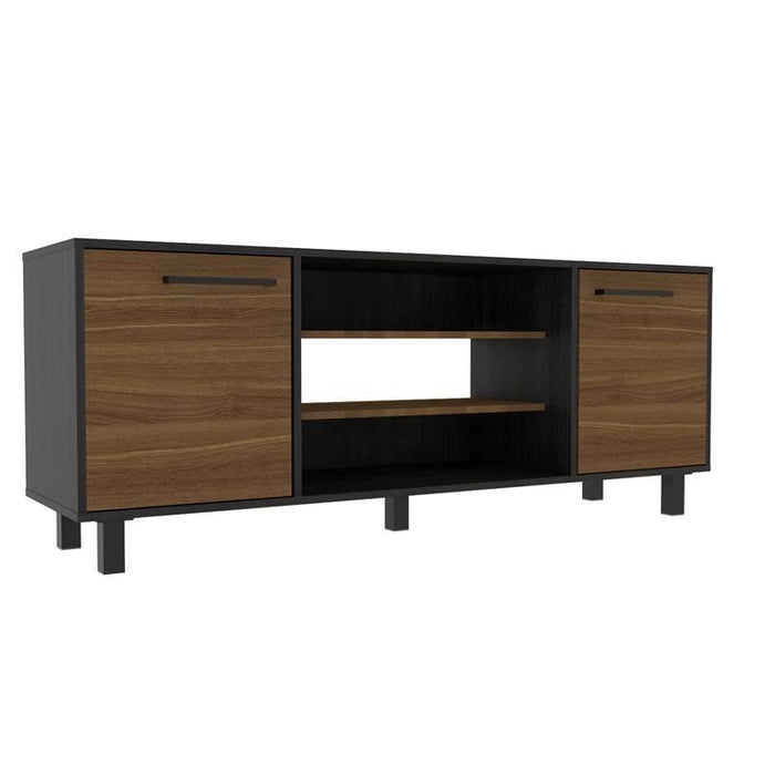 Particle Board Open Shelving TV Stand - Brown / Black