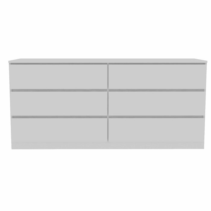 Six Drawer Double Dresser Wooden - White