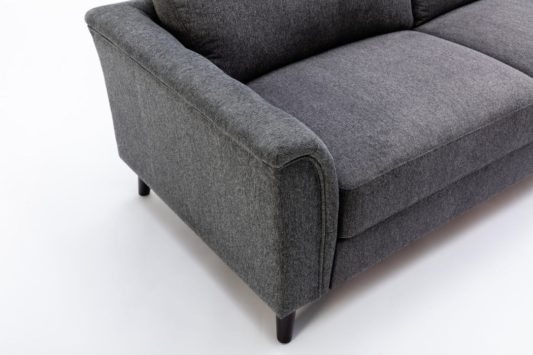 Stanton - Linen Sofa With Tufted Arms - Dark Gray