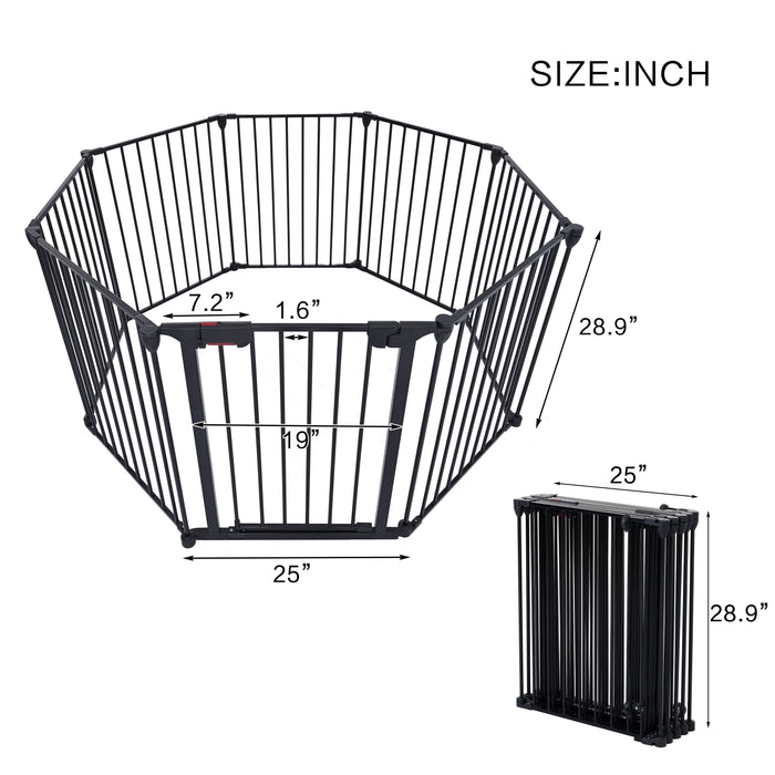 Adjustable Safety Gate Play Yard Metal Doorways Fireplace Fence Christmas Tree Fence Gate For House Stairs Gate Prohibited Area Fence