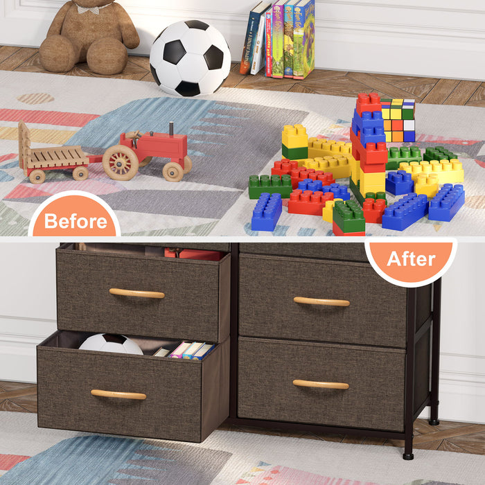 Steel And Fabric 8 Drawer Chest - Brown