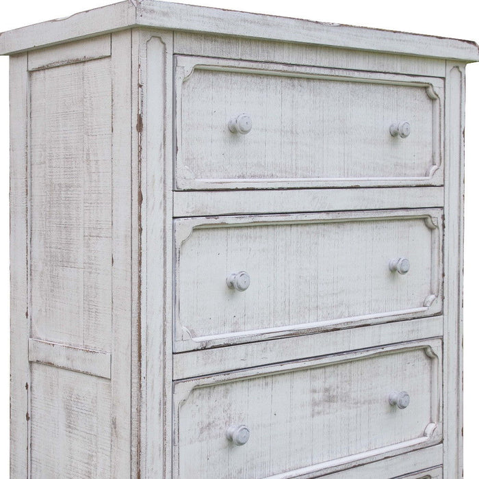 Solid Wood Four Drawer Chest - Antiqued White