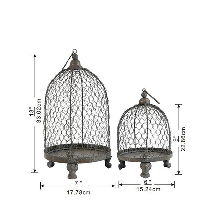 Phineas Hanging Wire Mesh Candle Holders (Set of 2) - Antique Gray