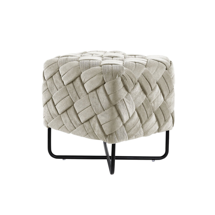 Velvet Cube Ottoman - Cream / Black