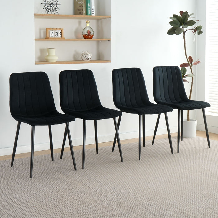 Dining Chair, Modern Kitchen Dining Chair With Cushion Back, Upholstered Side Chair With Coated Metal Legs, Family Kitchen Dining Room And Living Room (Set of 4