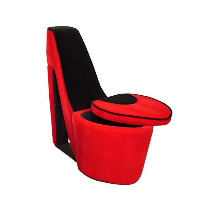 Faux Suede Side Chair - Red