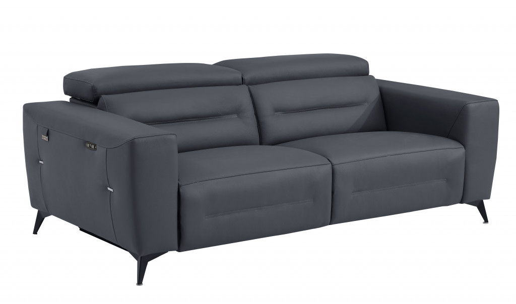 Italian Leather USB Sofa - Gray