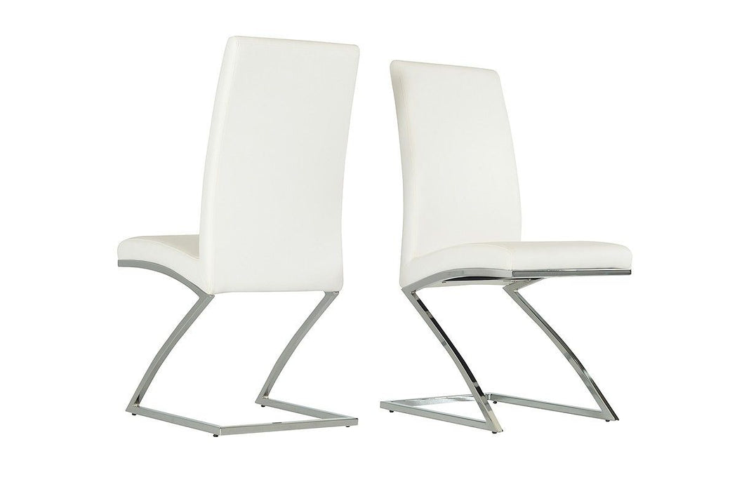 Modern Faux Leather And Chrome Dining Chairs (Set of 2) - White