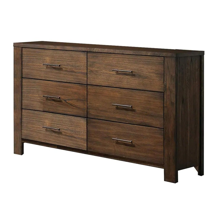 Metal Six Drawer Dresser - Brown