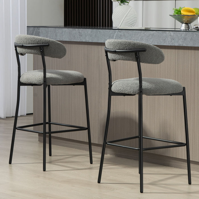 Counter Height Bar Stools Teddy Fabric Cover Kitchen Island Counter Bar Stool With Footrest