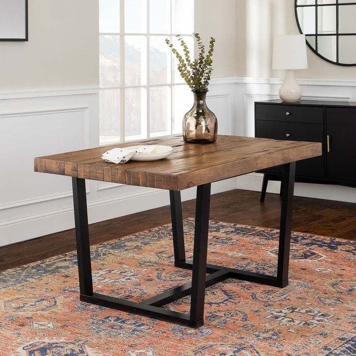 Rustic Metal And Solid Distressed Dining Table