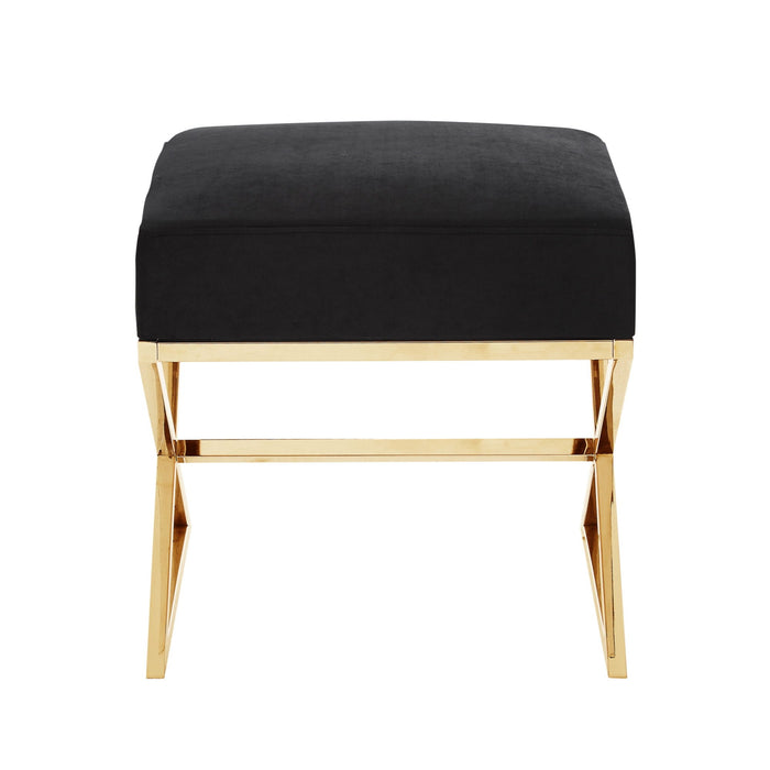 Velvet Ottoman - Gold / Black