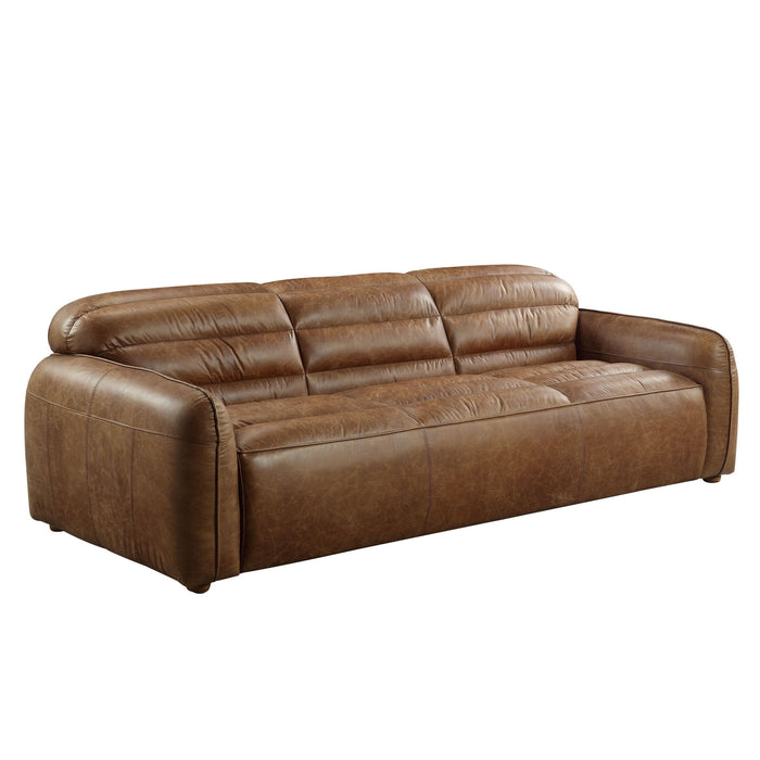 Top Grain Leather Sofa With Black Legs - Dark Brown