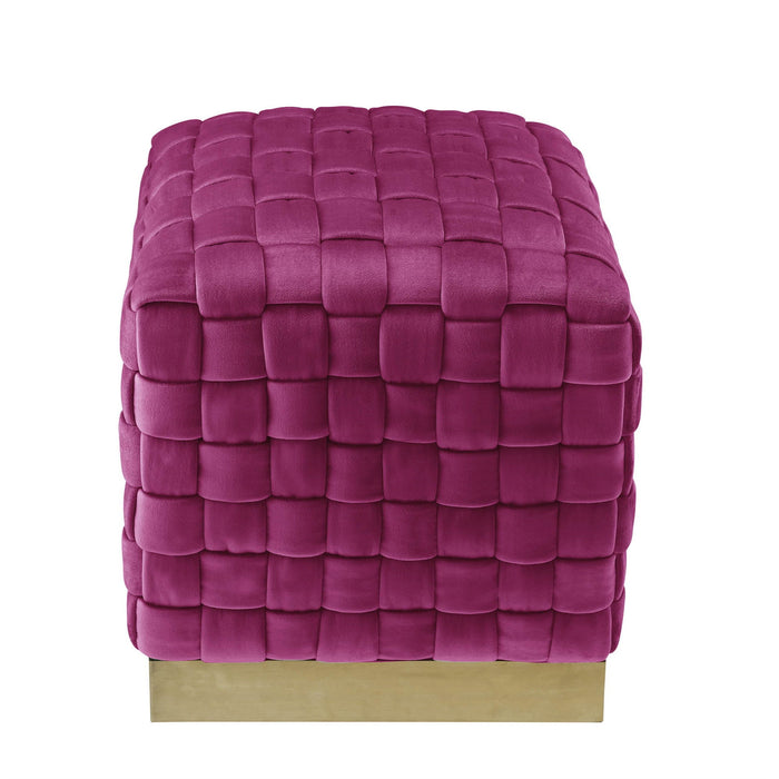 Velvet Ottoman - Fuchsia / Gold