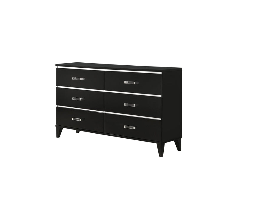 Solid And Manufactured Wood Six Drawer Double Dresser - Black / Silver