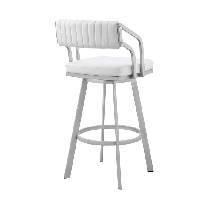 Swivel Low Back Counter Height / Bar Chair - White / Silver