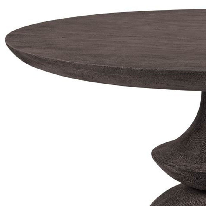 Round Charcoal Solid Wood Table Top And Base Dining Table - Gray