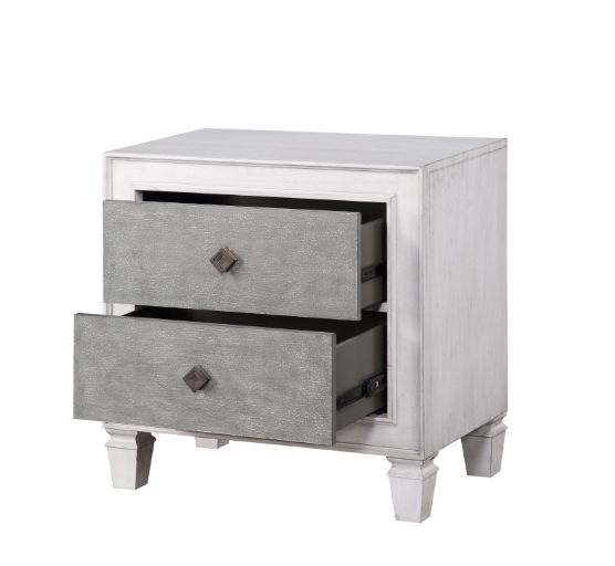 Katia - Weathered Night Stand - Gray / White