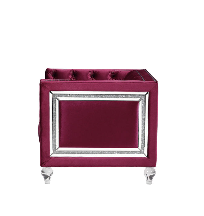 Velvet And Black Tufted Arm Chair 40" - Burgundy