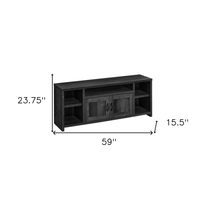 Cabinet Enclosed Storage TV Stand - Black