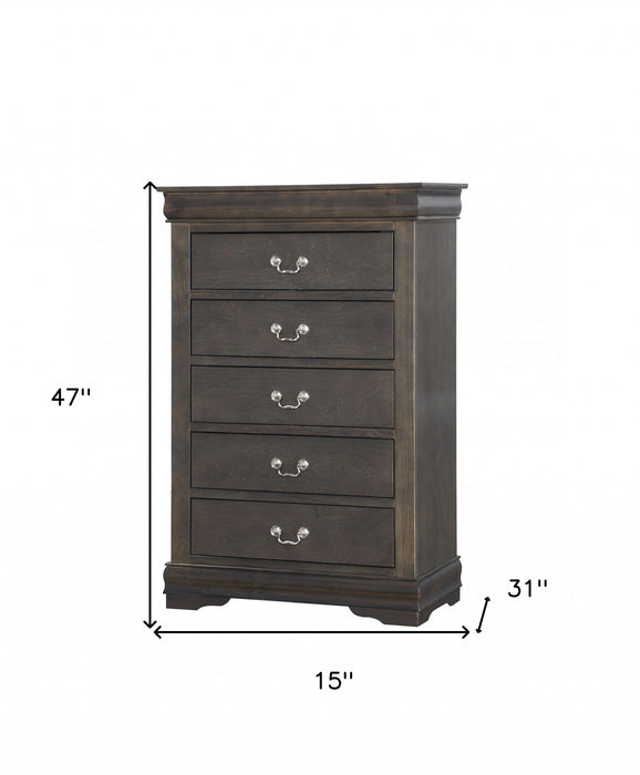 Solid Wood Five Drawer Lingerie Chest - Light Brown