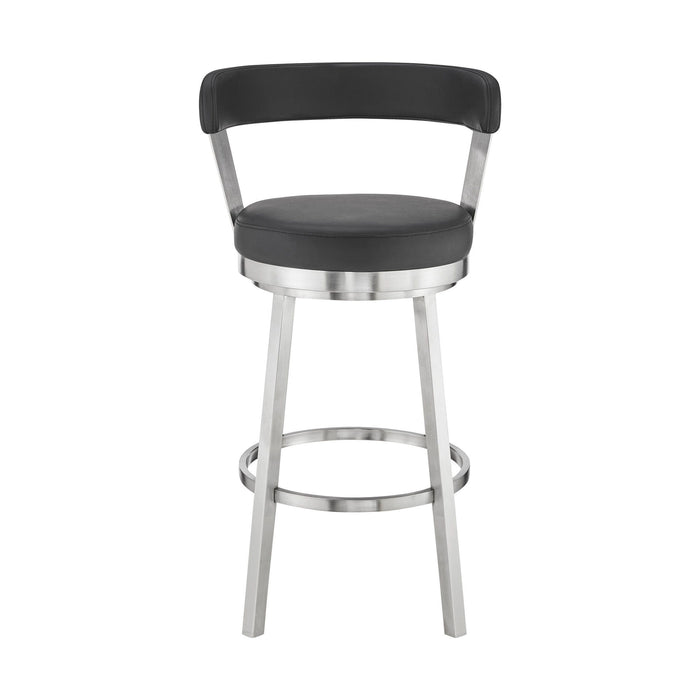 36" Swivel Backless Counter Height Bar Chair - Black / Silver