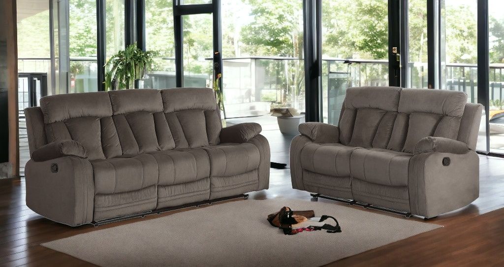 2 Piece Five Person Microsuede Indoor Seating Set - Brown