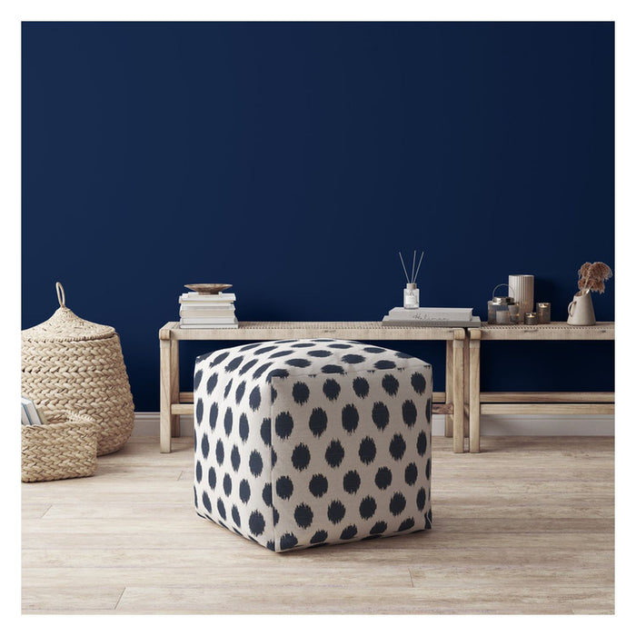 Canvas, Polka Dots Pouf Cover - Blue / White