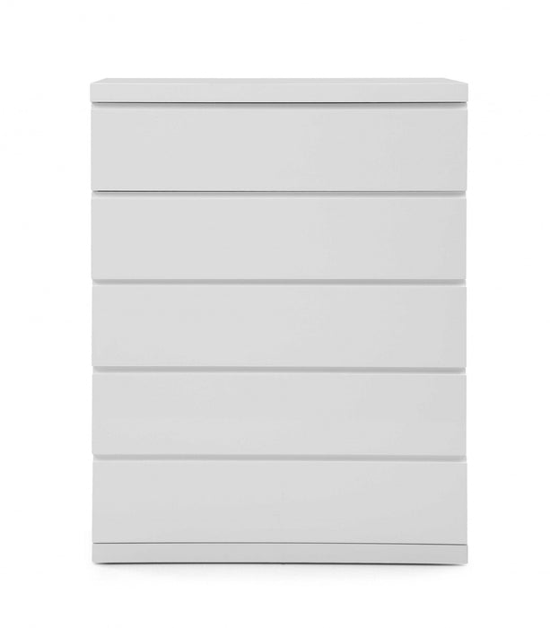 Gloss Stainless Steel 5 Drawer Chest - White