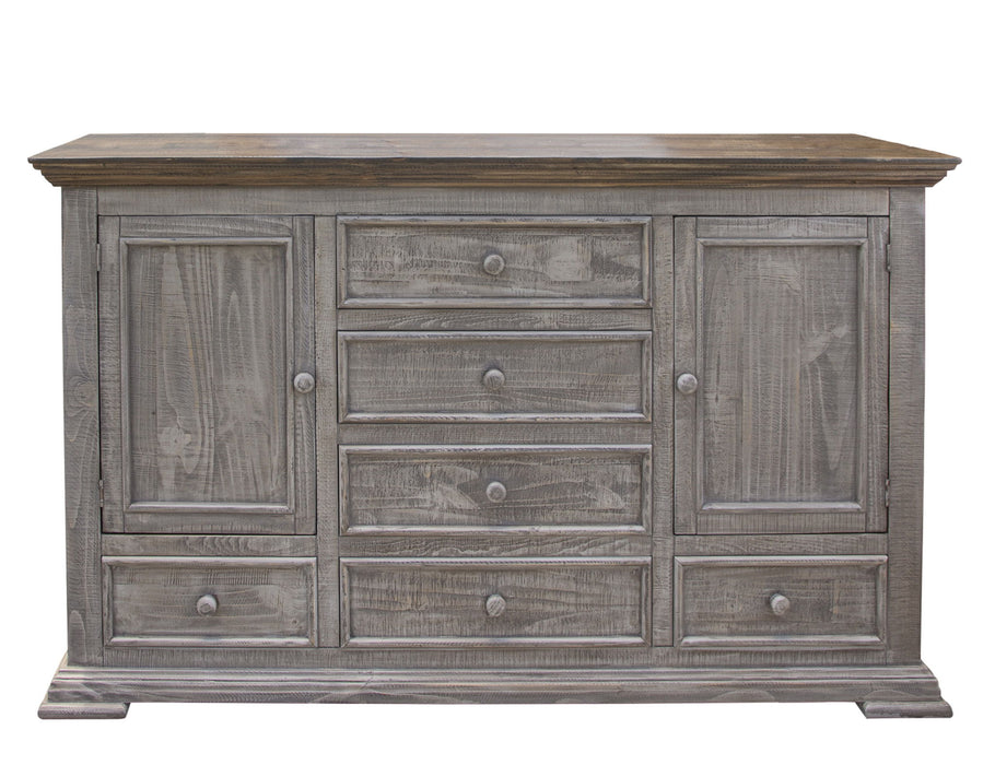 Solid Wood Six Drawer Triple Dresser - Gray