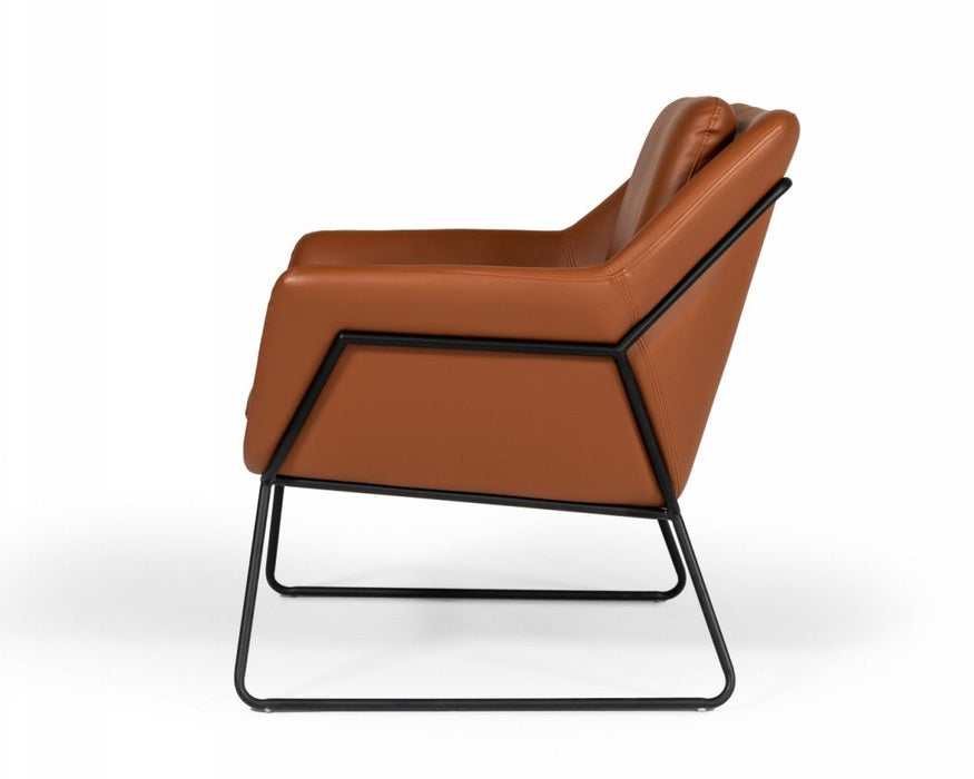 Faux Leather Lounge Chair - Brown / Black