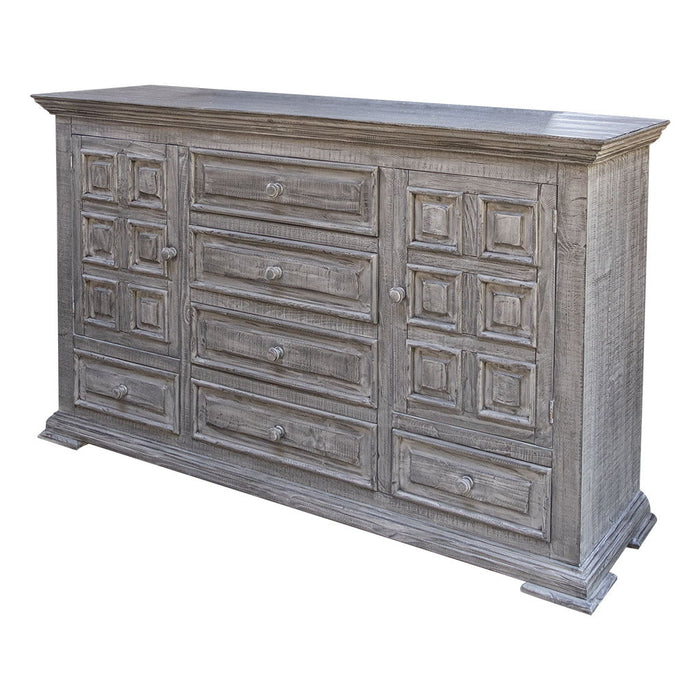 Solid Wood 6 Drawer Triple Dresser - Gray