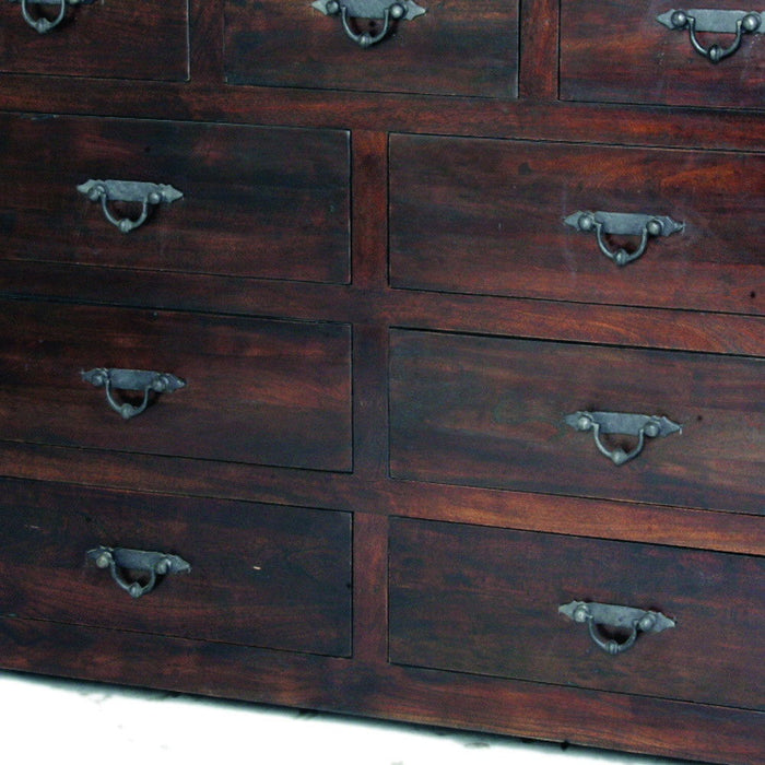 Distressed Solid And Reclaimed Wood Nine Drawer Double Dresser - Brown