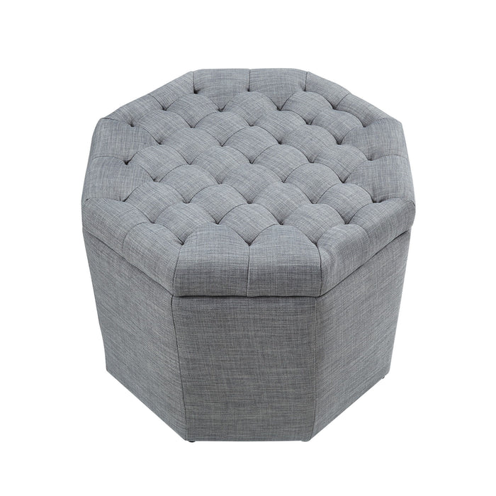 Linen Tufted Specialty Storage - Light Gray / Black