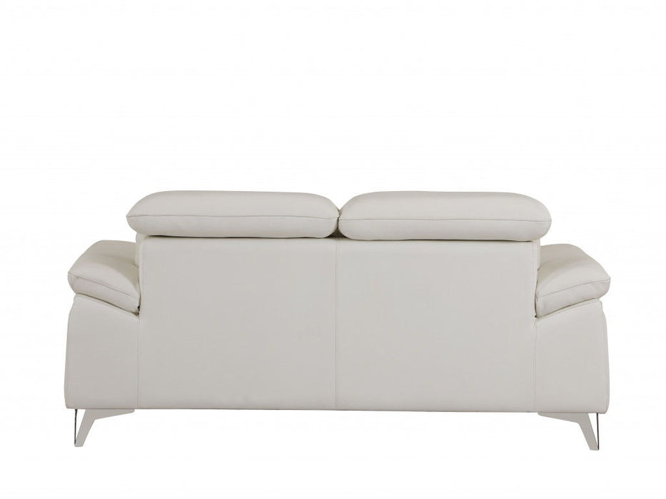 Italian Leather Sofa With Silver Legs - White