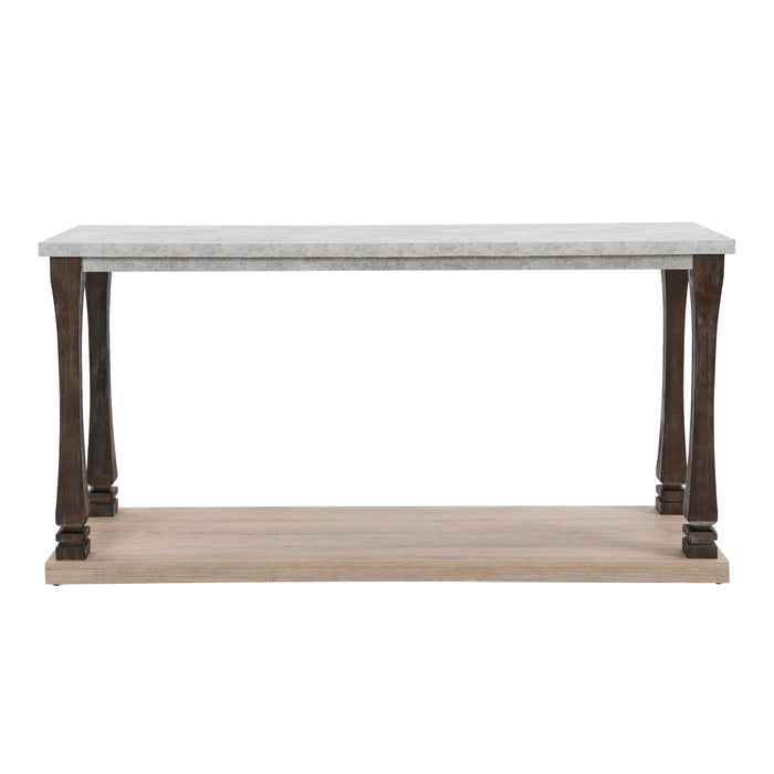 Rectangle Mid-Century Console Table For Entryway, Sofa Table With 2-Tier Storage Shelf